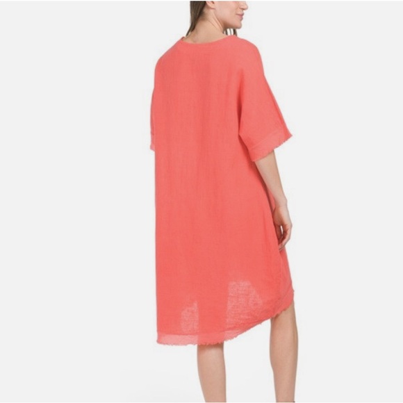 Cristina Vergani NWT Scoop neck 2-Button Cotton/Linen Blend Dress Size Medium - Picture 5 of 14